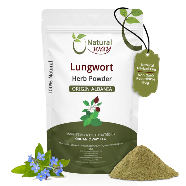 Natural Lungwort Herb Powder (Pulmonaria Officinalis) - Herbal Tea | Kosher Certified | Raw, Vegan, Non GMO & Gluten Free | USDA Certified | Origin - Albania