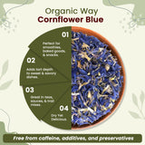 Premium Cornflower Blue Whole (Centaurea Cyanus) - Herbal Tea | European Wild-Harvest | USDA & Kosher Certified | Vegan, Non GMO & Gluten Free | Origin - Albania