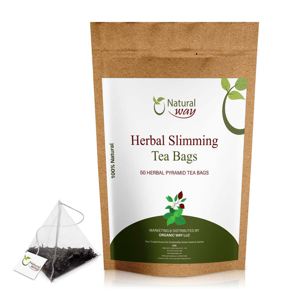 Herbal Slimming Pyramid Tea Bags | Herbal Blend for Natural Cleansing & Balanced Lifestyle | Herbal Slimming Pyramid Tea Bags | Caffeine Free 100% Natural Ingredients | ECO Conscious Tea Bags | 50 Tea Bags