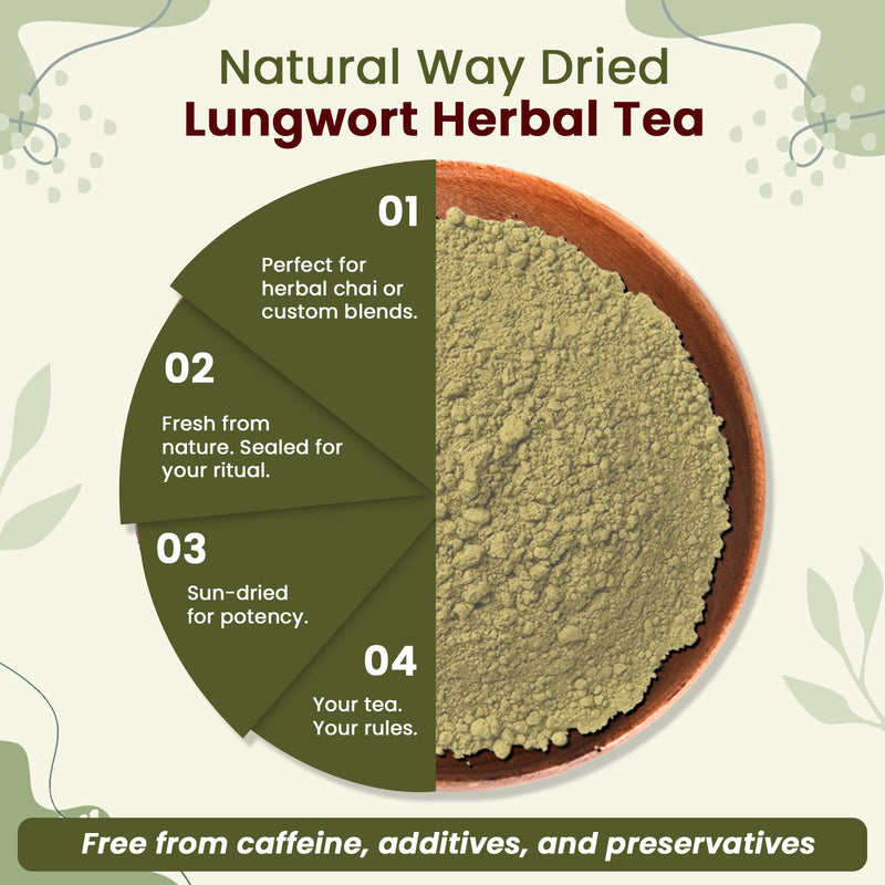 Natural Lungwort Herb Powder (Pulmonaria Officinalis) - Herbal Tea | Kosher Certified | Raw, Vegan, Non GMO & Gluten Free | USDA Certified | Origin - Albania