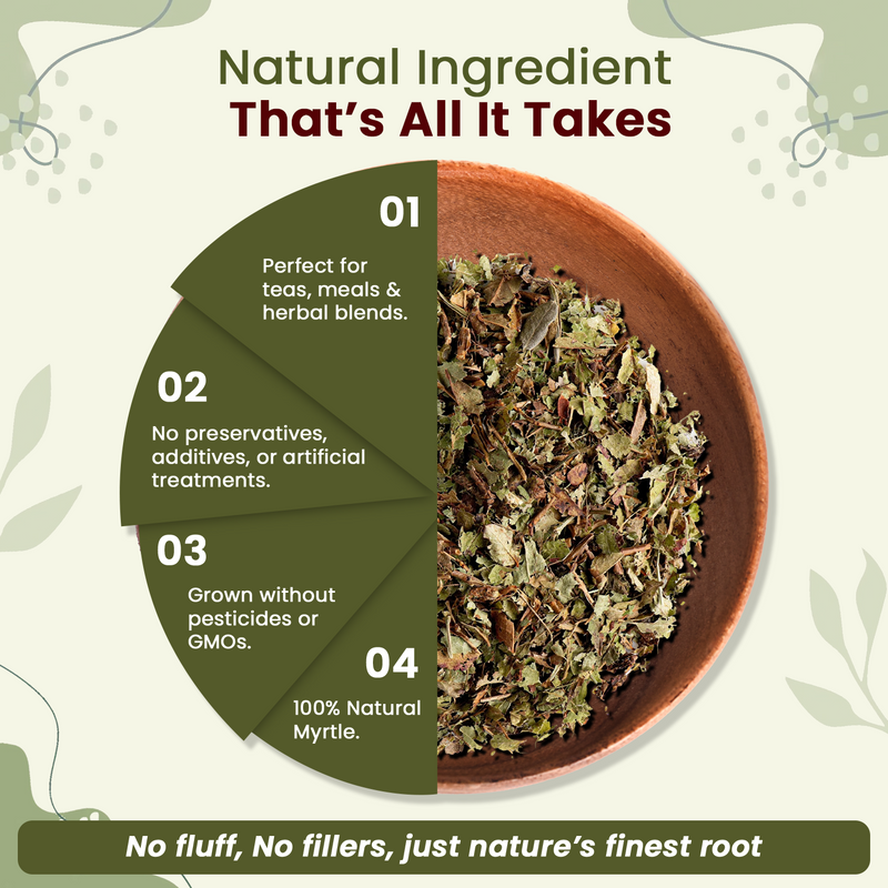 Natural Myrtle Leaf Whole (Myrtus communis) - European Wild-Harvest | Kosher Certified | Raw, Vegan, Non GMO & Gluten Free | USDA Certified | Origin - Albania