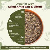 Dried Amla/Indian Gooseberry Cut & Sifted (Phyllanthus emblica) - Kosher Certified | Raw, Vegan, Non GMO & Gluten Free | USDA Certified | Origin - India