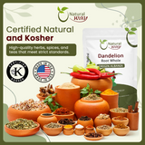 Natural Dandelion Root Whole (Taraxacum Officinale) - Herbal Tea | European Wild-Harvest | USDA & Kosher Certified | Raw, Vegan, Non GMO & Gluten Free | Origin - Albania