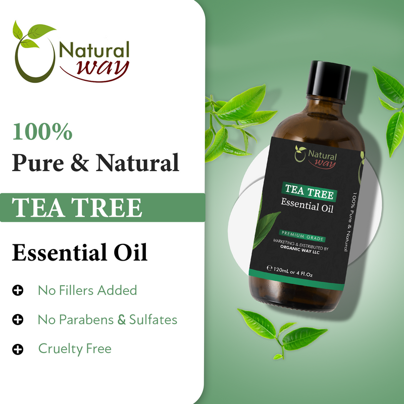 Natural Way Tea Tree Essential Oil | Essential Oil for Diffuser, Hair Growth, Skin, Scalp Care, Massage | Refreshing Hair Oil for Women & Men | 4 Fl Oz (120 mL)