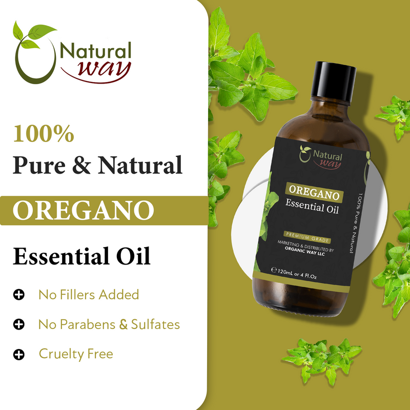 Natural Way Oregano Essential Oil | Premium Grade Essential Oils for Hair Care, Oil for Skin, Aromatherapy, & Diffuser | Essential Oil for Skin Tag Remover, Massage Oil & Humidifier Use | 4 Fl Oz (120 mL)